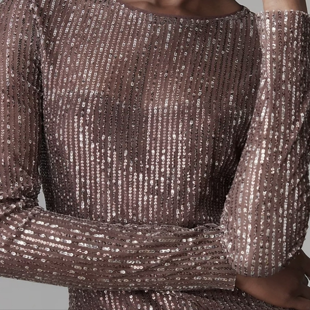 Walter Baker Bellini 90'S Glamor Sequin Sheer Mini Coctail Dress Size: S - Picture 3 of 11